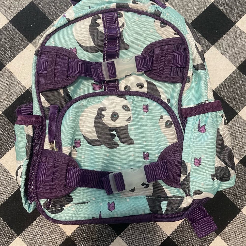 Pottery Barn Kids Mini Mackenzie Panda Backpack - Purple and Blue